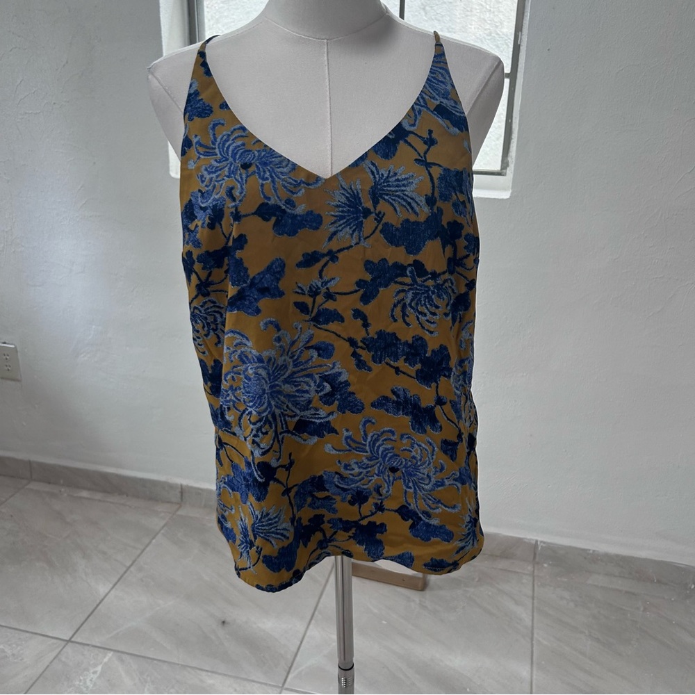 Banana Republic Blue Floral Camisole - Gold